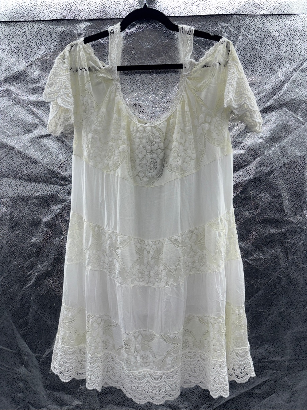 Ornella Paris Ivory Lace Crochet Trim Top